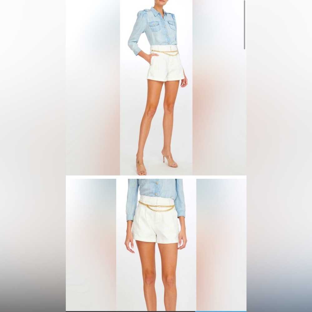 GENERATION LOVE Anderson Gold Chain Denim Shorts White NWT Size 29